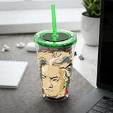 Beethoven Design 02 on Tumbler with Straw - 16oz, Perfect for Music Lovers
