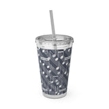 Music Notes Design 03 on Tumbler with Straw - 16oz, Perfect for Music Lovers