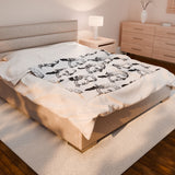 Mozart Sketch Design on Velveteen Plush Blanket for Music Lovers