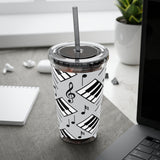 Piano Keys Design 04 on Tumbler with Straw - 16oz, Perfect for Music Lovers