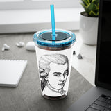 Mozart Sketch Design on Tumbler with Straw - 16oz, Perfect for Music Lovers