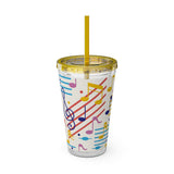 Music Notes Design 02 on Tumbler with Straw - 16oz, Perfect for Music Lovers