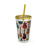 Sunsplash Musical Instruments Design 03 on Tumbler with Straw - 16oz, Perfect for Music Lovers
