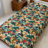 Tropical Piano Design on Velveteen Plush Blanket for Music Lovers