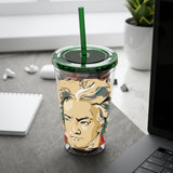 Beethoven Design 02 on Tumbler with Straw - 16oz, Perfect for Music Lovers