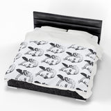 Mozart Sketch Design on Velveteen Plush Blanket for Music Lovers