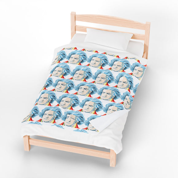 Beethoven Design 01 on Velveteen Plush Blanket for Music Lovers