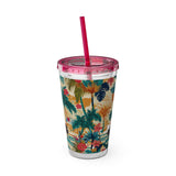 Sunsplash Tropical Piano Design 01 on Tumbler with Straw - 16oz, Perfect for Music Lovers