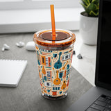 Sunsplash Musical Instruments Design 01 on Tumbler with Straw - 16oz, Perfect for Music Lovers