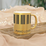 Piano Lover Metallic Mug (Silver / Gold) 11 oz beautiful piano keyboard design