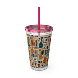 Sunsplash Musical Instruments Design 01 on Tumbler with Straw - 16oz, Perfect for Music Lovers