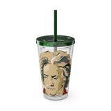 Beethoven Design 02 on Tumbler with Straw - 16oz, Perfect for Music Lovers
