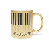 Piano Lover Metallic Mug (Silver / Gold) 11 oz beautiful piano keyboard design