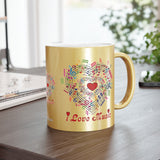 I Love Music Design 2 on Metallic Mug (Silver\Gold)