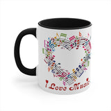 I Love Music Accent Coffee Mug, 11oz