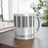 Piano Lover Metallic Mug (Silver / Gold) 11 oz beautiful piano keyboard design