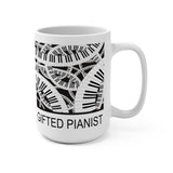 Gifted Pianist Mug 15 oz - beautiful intricate music keyboard design