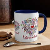 I Love Music Design 2 on Accent Coffee Mug, 11oz