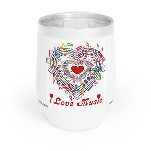 I Love Music Design 2 on Chill Wine Tumbler