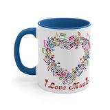 I Love Music Accent Coffee Mug, 11oz