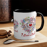 I Love Music Design 2 on Accent Coffee Mug, 11oz