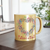 I Love Music Metallic Mug (Silver\Gold)