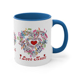 I Love Music Design 2 on Accent Coffee Mug, 11oz