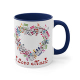 I Love Music Accent Coffee Mug, 11oz