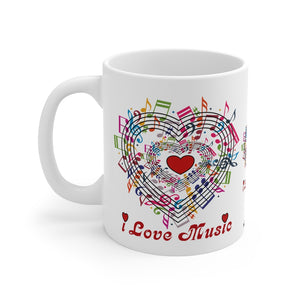 I Love Music Design 2 on Ceramic Mug 11oz