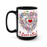 I Love Music Design2 on Black Mug 15oz