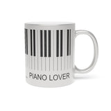 Piano Lover Metallic Mug (Silver / Gold) 11 oz beautiful piano keyboard design