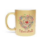 I Love Music Design 2 on Metallic Mug (Silver\Gold)