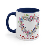 I Love Music Accent Coffee Mug, 11oz