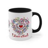 I Love Music Design 2 on Accent Coffee Mug, 11oz