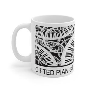 Gifted Pianist Mug 11oz - beautiful intricate music keyboard design