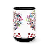 I Love Music Design2 on Black Mug 15oz