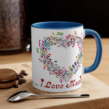 I Love Music Accent Coffee Mug, 11oz