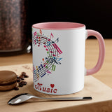 I Love Music Accent Coffee Mug, 11oz