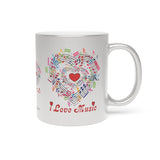 I Love Music Design 2 on Metallic Mug (Silver\Gold)