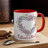 I Love Music Accent Coffee Mug, 11oz