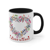 I Love Music Accent Coffee Mug, 11oz