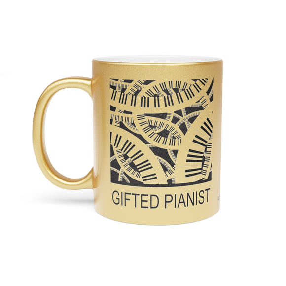 Gifted Pianist Metallic Mug (Silver / Gold) 11 oz