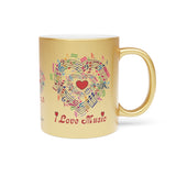 I Love Music Design 2 on Metallic Mug (Silver\Gold)