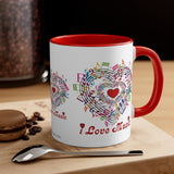 I Love Music Design 2 on Accent Coffee Mug, 11oz